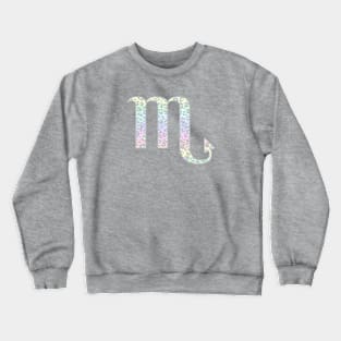 Scorpio Zodiac Horoscope Symbol in Pastel Rainbow Leopard Print Crewneck Sweatshirt